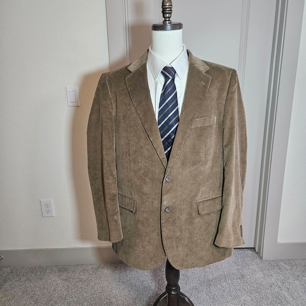 Alan Flusser Corduroy Blazer Sport Coat Suit Men‎ 46 L 2-Button Brown